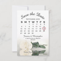 Ivory White Rose Elegant Wedding Calendar