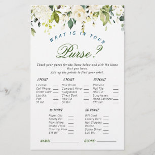 Ivory White Roses Floral Bridal Shower Game