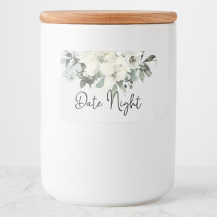 Ivory White Roses Floral Date Nuit Jar Étiquette a