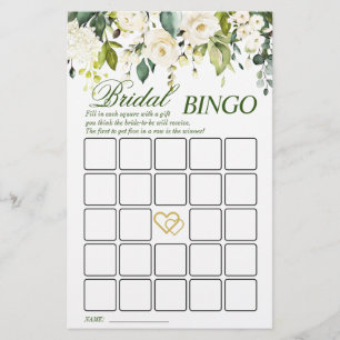 Ivory White Roses Greenery Bridal Shower Game