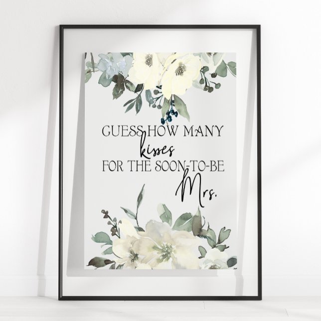 Ivory White Roses Guess How Many Kisses Game Poster (Creator Uploaded)