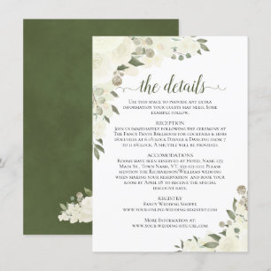 Ivory White Roses Rustic Boho Chic Wedding Details Enclosure Card