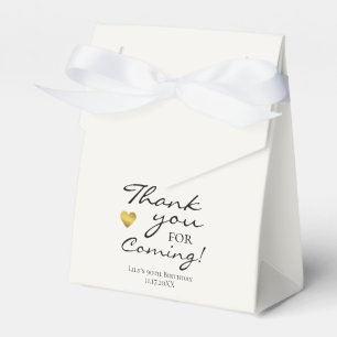 Ivory White Thank You For Coming Birthday Party Favor Box