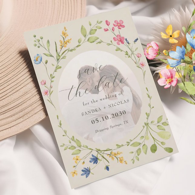 Ivory Wildflower Photo Save The Date (Creator Uploaded)