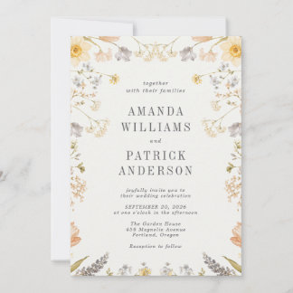 Ivory Wildflower Rustic Country Wedding Invitation
