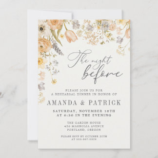 Ivory Wildflower Wedding Rehearsal Dinner Invitation