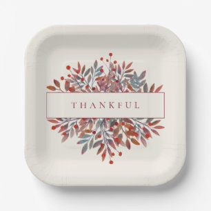 Ivory Wine Berries & Leaves Customizable Botanical Paper Plate