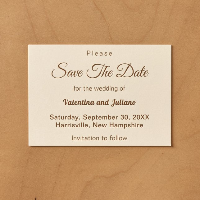 Ivory With Brown Text Wedding Save The Date (Ivory with brown text wedding save the date)