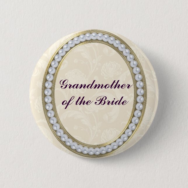 Ivory with Pearls Grandmother of the Bride Button (Front)