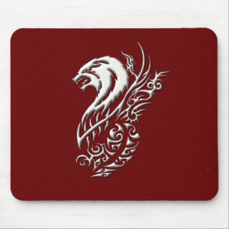 Ivory Wolf Burgundy Mousepad