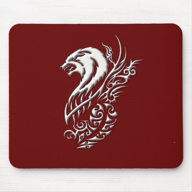 Ivory Wolf Burgundy Mousepad (Front)