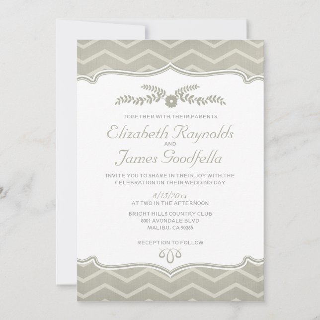 Ivory Zigzag Invitations De Mariage (Devant)