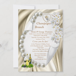 IvoryGreen,Blue,Gold Silk W-Shower Invitation
