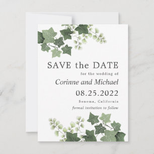 Ivy and Fern Greenery Wedding Save the Date
