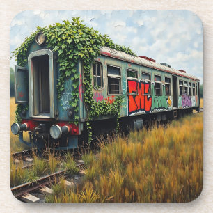 Ivy and Graffiti  Covered Abandoned Train  Coaster