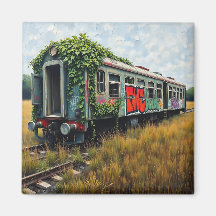 Ivy and Graffiti  Covered Abandoned Train 