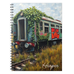 Ivy and Graffiti Covered Abandoned Train Notebook