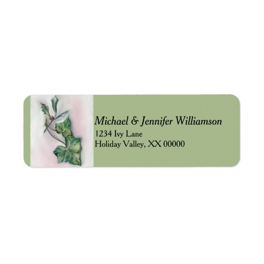 Ivy and Holly Christmas Return Address Label