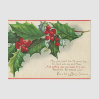 Ivy and Rich Red Berries Christmas Greeting Tissue Paper