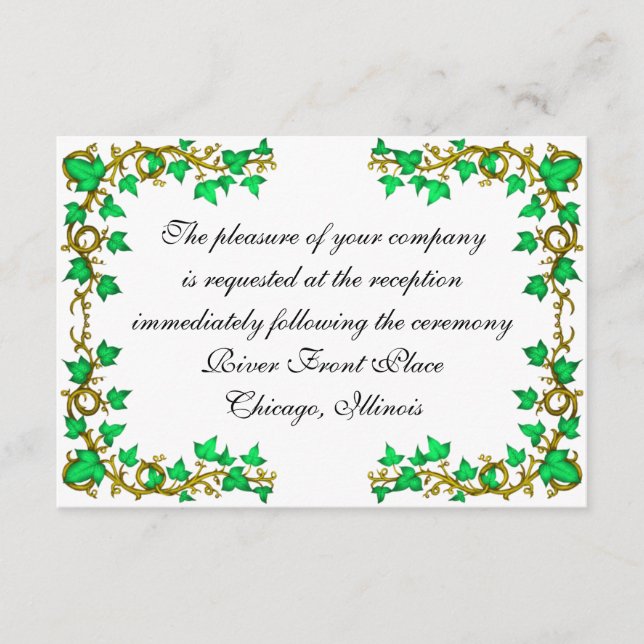 Ivy and Roses Reception Card Personalized Announce (Front)