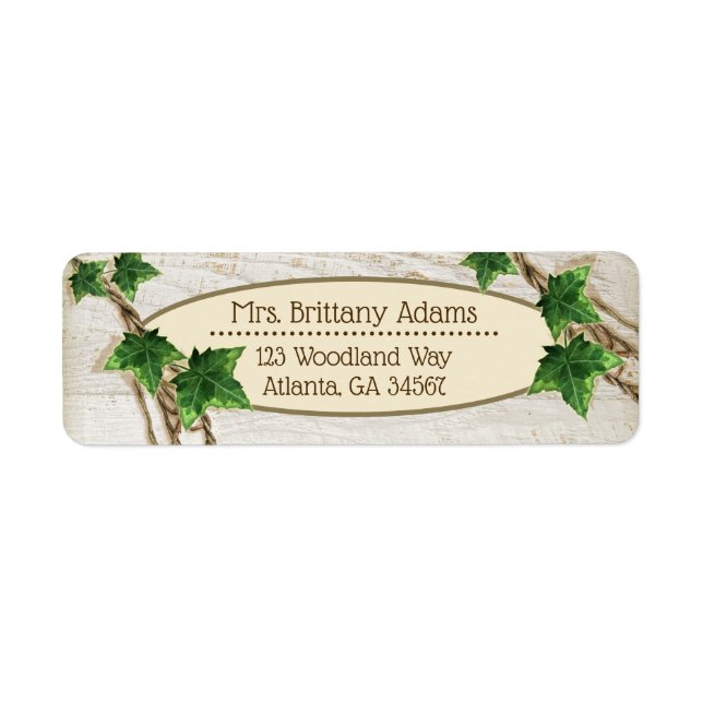 Ivy And Willow Wedding return address labels (Front)
