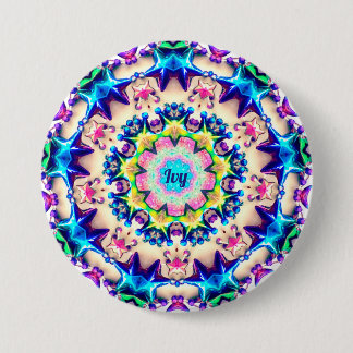 IVY ~ Birthday Star Pattern Personalized ~ 3 Inch Round Button