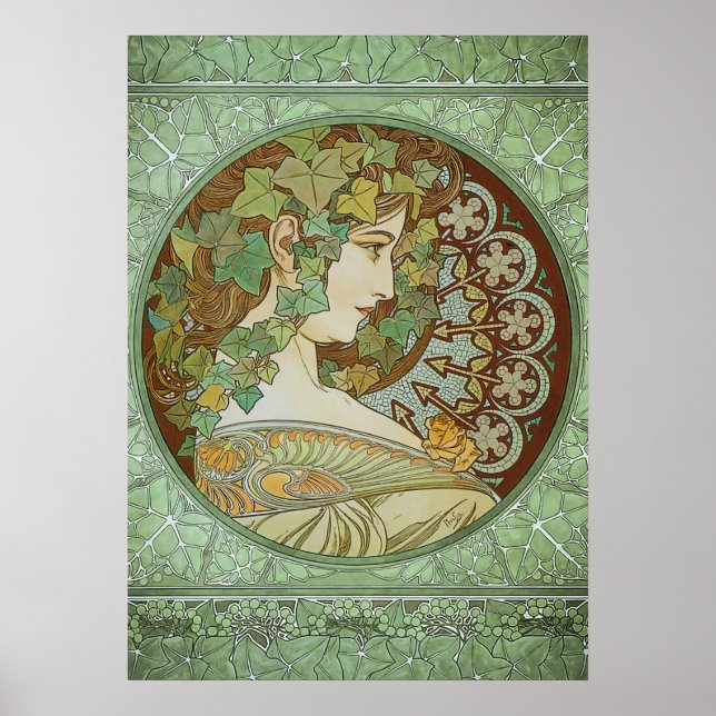 Ivy by Alphonse Mucha Art Nouveau Poster (Front)