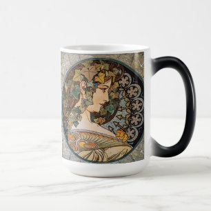Ivy Hair Girl Painting by Alphonse Mucha Magic Mug