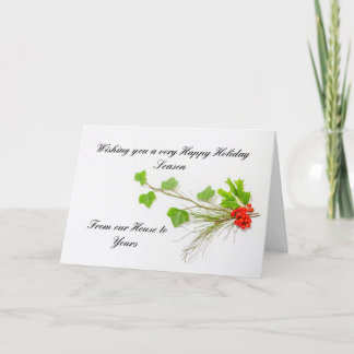 Ivy, holly, pine and berry holiday invitation