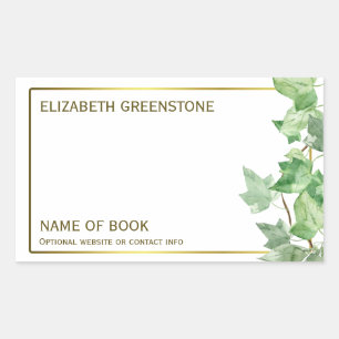 Ivy Leaf Author Signature Bookplate Sticker