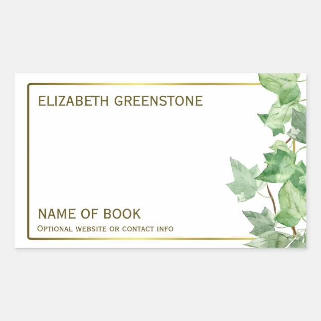 Ivy Leaf Author Signature Bookplate Sticker (Front)