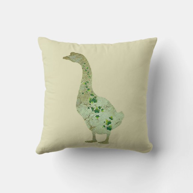 Ivy Leaf Goose Throw Pillow (Back)