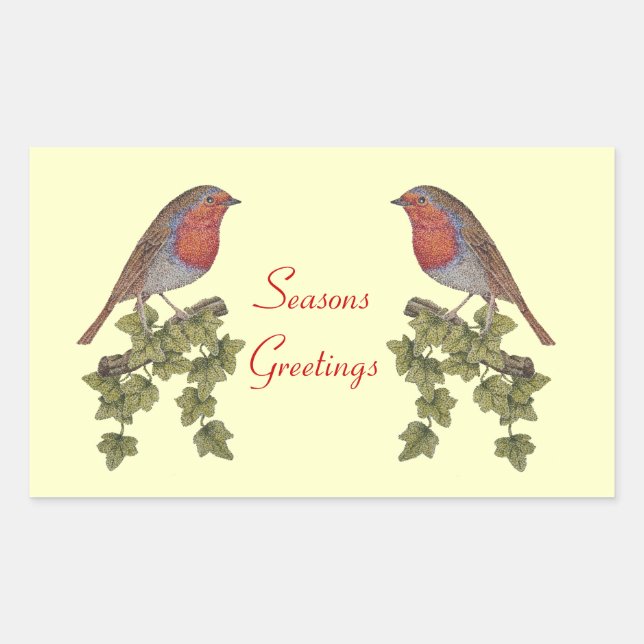 ivy leafs and cute robin wildlife for christmas sticker (Front)