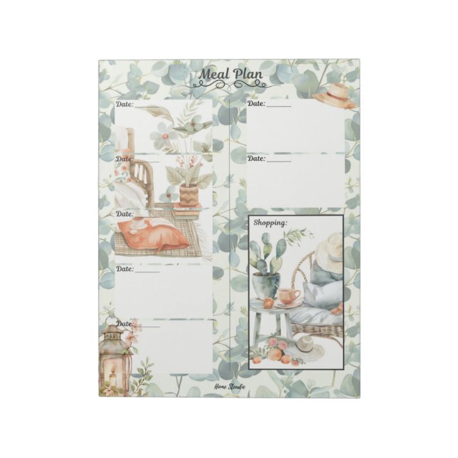 Ivy League 7 Day Blank Meal Planner Notepad (Rotated)