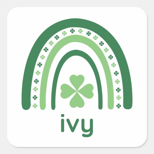 ivy Name Clover Boho Rainbow Square Sticker (Front)