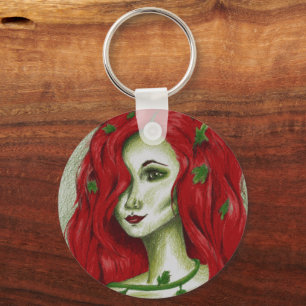 Ivy Nymph Redhead Woman Pixie Fantasy Art Keychain