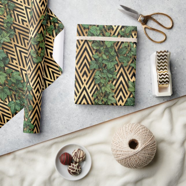 Ivy On A Gold Trellis Wrapping Paper (Crafts)