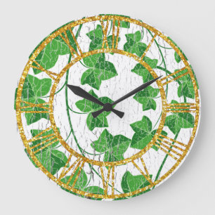 Ivy Over Weathered White Large Clock
