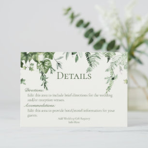 Ivy & Sage Wedding Details Enclosure Card