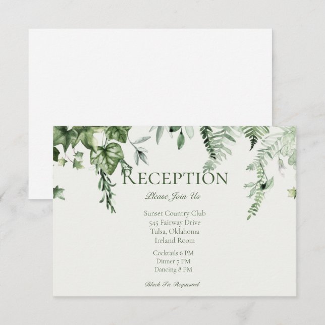 Ivy & Sage Wedding Reception Enclosure Card (Front/Back)