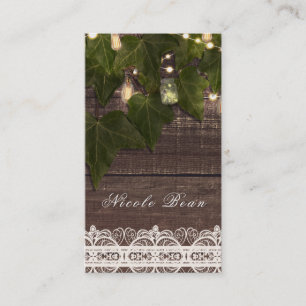 Ivy & String Lights Mason Jar Rustic Elegant Chic Business Card