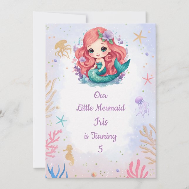 Ivy the Mermaid Invitation (Front)