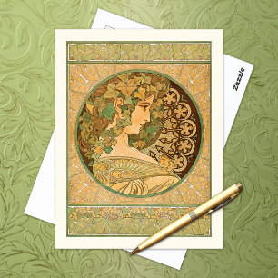 Ivy Vintage Portrait Alphonse Mucha Postcard