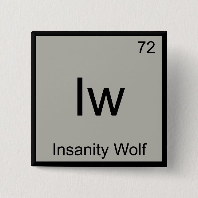 Iw - Insanity Wolf Chemistry Element Symbol Meme T 2 Inch Square Button (Front)
