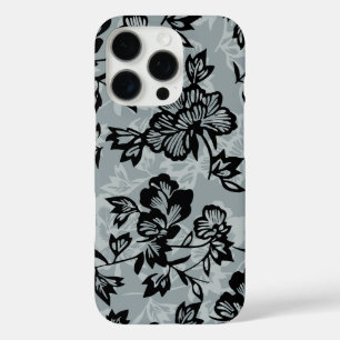 Iwalani Vintage Hawaiian Charcoal Grey Floral iPhone 16 Pro Case
