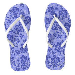Iwalani Vintage Hawaiian Floral - Purple Flip Flops
