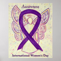 IWD Awareness Ribbon Purple Angel Poster Art Impri