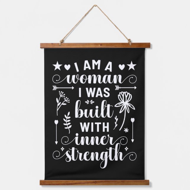 IWD I Am A Woman I Was Built With Inner Strength Hanging Tapestry (Front)