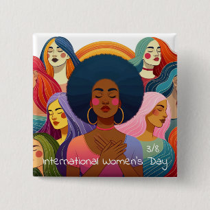 IWD   March 8th is International Women's Day 2 Inch Square Button