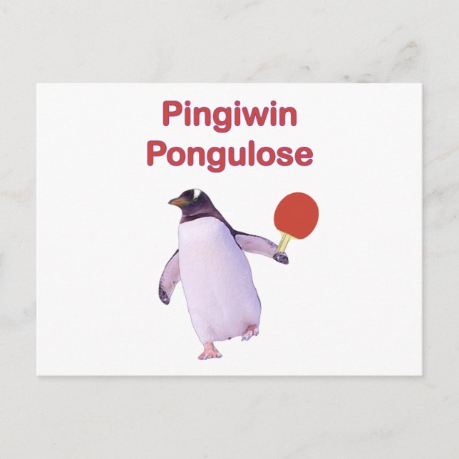 iWin uLose Penguin Ping Pong Postcard (Front)
